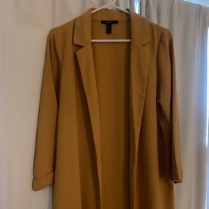 mustard long blazer jacket